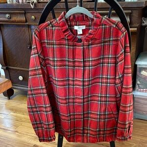 CJ Banks Red and Black Plaid Bomber Jacket
